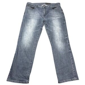 AXEL Mens Slim Straight Jeans W38 L32 Blue Denim Button Fly Pockets